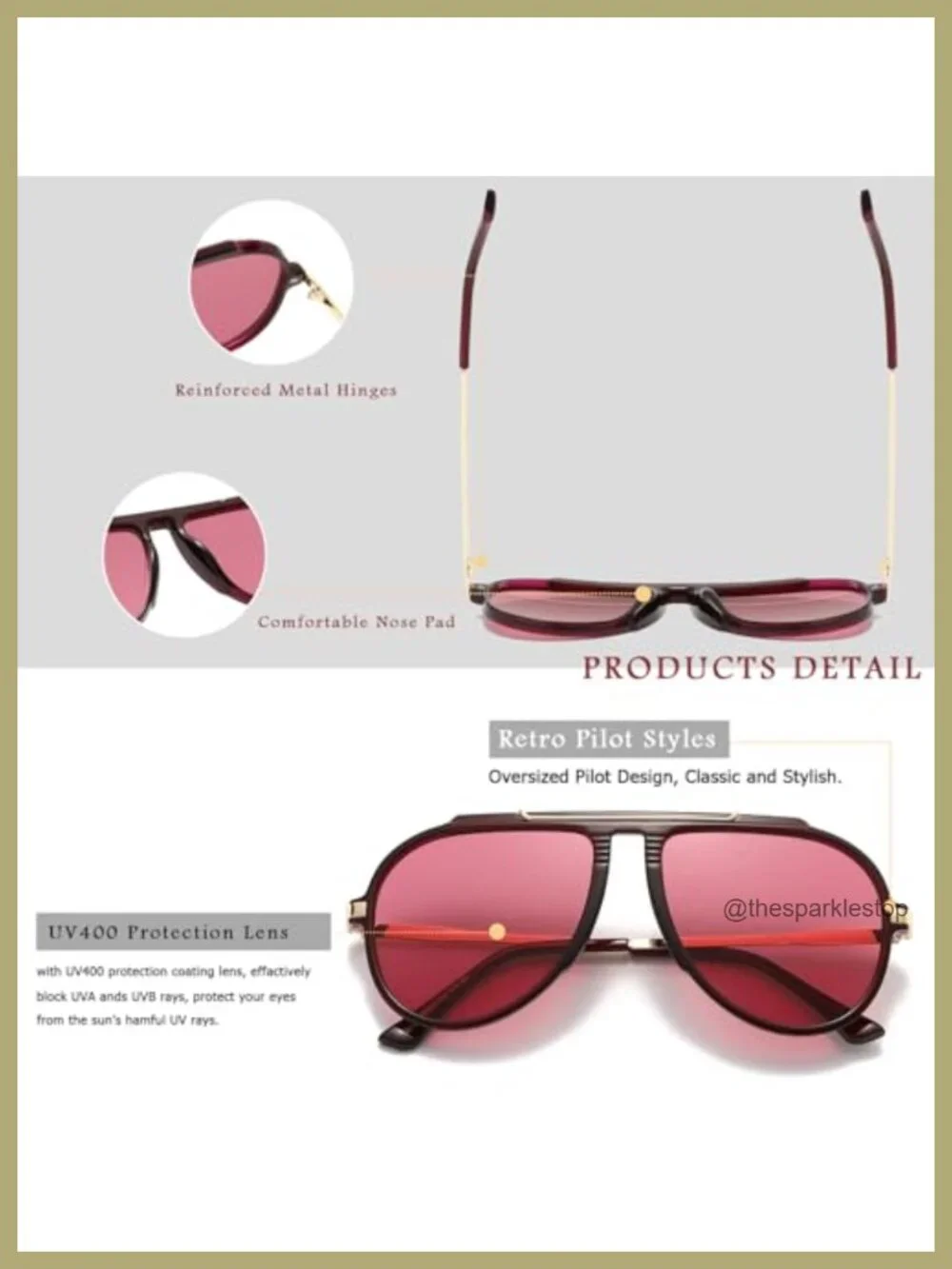 Oversized Retro Aviator Sunglasses UV400 Flat Top Driving Glasses
